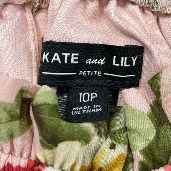 Kate & Lily Petite Floral Ruffles Sleeveless Halter Pink Roses Dress Size 10P - Picture 15 of 16